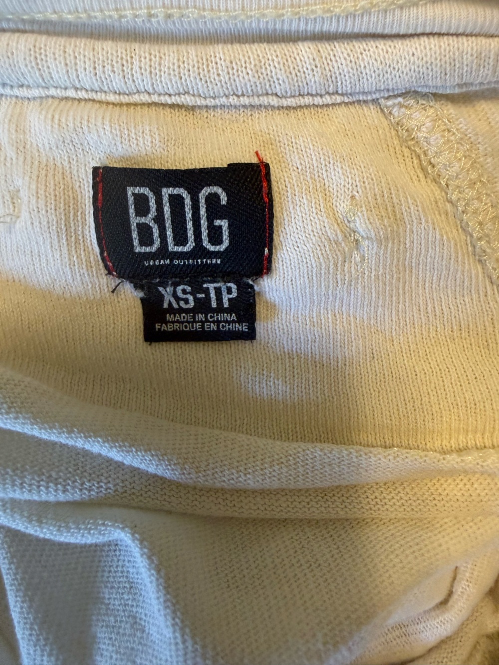 BDG Cream Cropped Henley with Button Placket - Picture 2 of 2